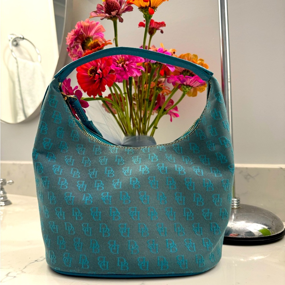 💥NWOT DOONEY & BOURKE SIGNATURE HOBO PURSE TURQUOISE & LEATHER